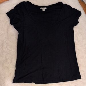 James Perse Sheer Slub Casual V Neck - Navy